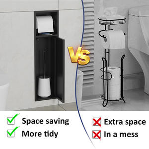 Porte-<span class=keywords><strong>papier</strong></span> hygiénique mural encastré brossé avec armoire de rangement pour <span class=keywords><strong>brosse</strong></span> de <span class=keywords><strong>toilette</strong></span> en acier inoxydable 304 salle de bain - Product Image 2