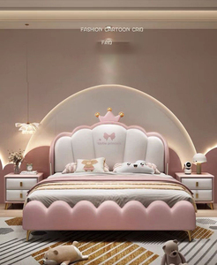Letto per Bambini in Legno Massello Moderno e Minimalista, Design Corona Rosa, Durevole ed Ecologico per la Camera delle Bambine - Product Image 4
