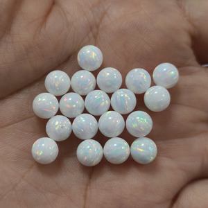 โอปอลสังเคราะห์ OP17 สีขาวไฟ ขนาด 6 มม. รูเจาะเต็มเม็ด สำหรับทำสร้อยข้อมือ - Product Image 5