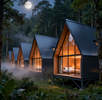 Villa de design préfabriquée, maison modulaire en acier léger, maison de luxe en conteneur préfabriqué, villas préfabriquées à vendre