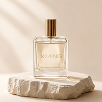 Flacon de parfum en verre plat transparent épais, vide et rechargeable, vaporisateur à fine brume doré, atomiseur de voyage de luxe 30ml 50ml 100ml