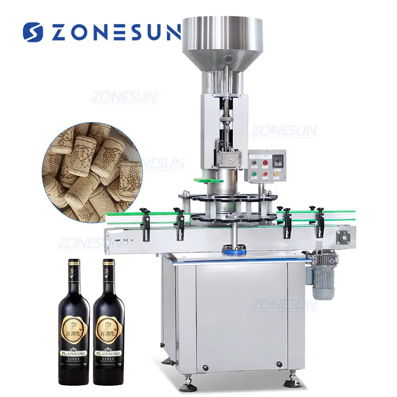 Zonesun ZS-DSJ2 Máquina automática de prensagem de tampas de cortiça para garrafas de vinho e vidro de cabeça única