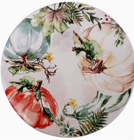 Assiette plate en céramique peinte à la main de 11 pouces, lot de 4 prêts à offrir, motif floral sous glaçure, compatible micro-ondes, style bohème rétro, 8 designs