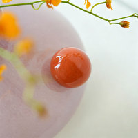 Vase en verre rond de style pastel avec accent de boule orange, vase décoratif pour fleurs, décoration d'intérieur, centre de table, étagère de salon