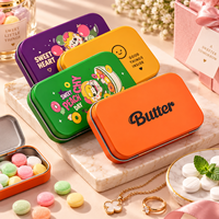 Boîte en étain rectangulaire personnalisable avec logo, recyclable, de qualité alimentaire, petite, vide, à charnière, pour bonbons, menthes, pilules, bijoux, emballage en étain