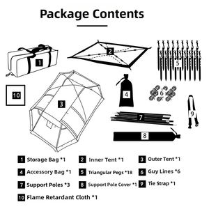 Tente de camping d'hiver E-RIKE grande capacité pour l'extérieur, pliable, ignifuge, tente tunnel familiale avec espace de vie - Product Image 6
