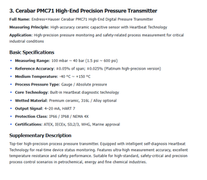 Endress+Hauser Transmisor de Presión Absoluta y Manométrica - Cerabar PMC71 / Precisión 0.05 / IP66 IP68 - Product Image 1