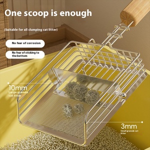 Eco-Friendly Metal Cat Litter Colher Grande Furo Tofu Mineral Areia Pá Push-Pull Dois-Em-Um <span class=keywords><strong>Pet</strong></span> Eliminação de Resíduos - Product Image 3