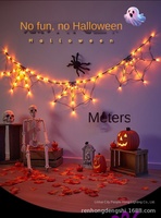 Décorations d'intérieur pour Halloween : toile d'araignée en plastique avec guirlande lumineuse LED, étanche, accessoires amusants pour créer une ambiance de festival des fantômes