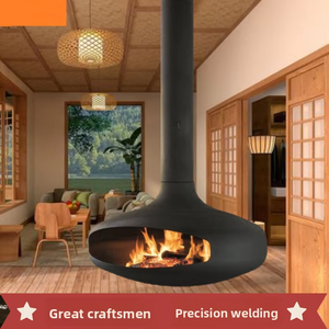 Chimenea Colgante de Lujo de Acero para <span class=keywords><strong>Fuego</strong></span> Real, Estufa Decorativa de Leña Personalizada Tipo OVNI para Interiores, Ideal para Villas y Casas de Huéspedes - Product Image 1