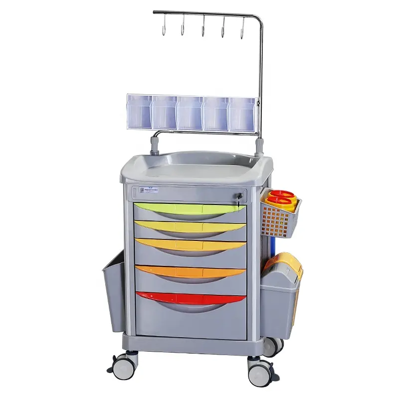 Manufacturers wholesale ABS infusion anesthesia trolley with drawer rescue silent universal wheel hospital treatment trolley