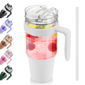 Ly thủy tinh sản phẩm mới <span class=keywords><strong>2026</strong></span> có nắp tre, ly thủy tinh nhiều màu, chống rò rỉ, cấp thực phẩm, có tay cầm, sản xuất - Product Image 3