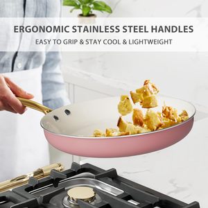 Juego <span class=keywords><strong>de</strong></span> Utensilios <span class=keywords><strong>de</strong></span> Cocina <span class=keywords><strong>de</strong></span> Cerámica No Tóxicos Regalo Olla Holandesa Dorada Cacerola Sartén para Saltear y Freír Juego <span class=keywords><strong>de</strong></span> <span class=keywords><strong>Ollas</strong></span> y Sartenes - Product Image 4