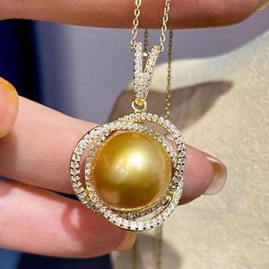 S925 Silver Pendant with 11-13mm Round Bead DIY Pearl Accessories Empty Holder Concealer <b>Jade</b> Necklace <b>Jewelry</b> Case 30683 - Product Image 1