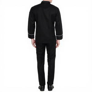 Chaqueta de Chef Negra de Manga Larga para Hombre, de Algodón Tejido, con Cierre de Botones, Uniforme para Restaurante o Bar - Product Image 4