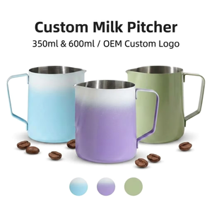 Jarra de Espuma de Leche de Acero Inoxidable Kingze Personalizada de 350 ml y 600 ml para Latte Art - Product Image 1