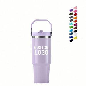 Vaso Térmico Personalizado con Logotipo de 30 oz, Taza de Café de Acero Inoxidable de Doble Pared con Aislamiento al Vacío, Vasos de Viaje para Auto de 30 oz con Asa y Tapa - Product Image 2
