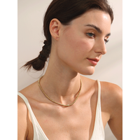 Collier artisanal JINYOU 3439 de haute qualité, plaqué or 18 carats PVD, perles rondes, résistant à l'eau, en acier inoxydable, bijou statement.