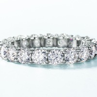 Bague de mariage ronde en argent sterling 925 avec diamant Moissanite VVS, alliance éternelle complète, bague de fiançailles, bijoux fins 2mm 4mm 5mm