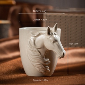 แก้วเอสเพรสโซเซรามิกทันสมัย ดีไซน์หรูหรา ลายหญ้า แก้วมาสเตอร์ พร้อมหูจับรูปสัตว์สามมิติ ลายอูฐ ม้า เหมาะสำหรับเป็นของขวัญส่วนตัว - Product Image 6