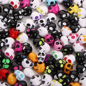 Halloween Colorful Skull Straight Hole Acrylic <b>Beads</b> for DIY Handmade Material <b>Bracelet</b> Key Chain Accessories - Product Image 2