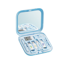 Caja de Almacenamiento Multifuncional con Cable de Carga y Espejo de Doraemon, con Licencia Oficial de ROCK, Portátil para Viajes