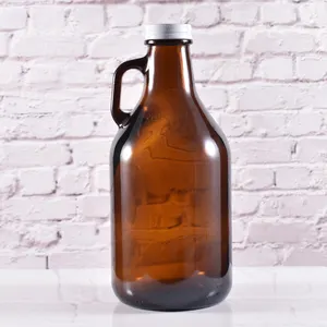 Bar 1000ml 32oz amber glass growler jug minum botol bir kombucha pembuatan bir rumah dengan tutup pegangan untuk ruang makan restoran