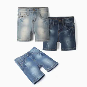Wholesale Kinder Celana Jeans Pendek Vintage Distressed Jeans Kids Denim Half Pants Children Bermuda Boys Shorts Jeans