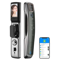 Serrure de porte intelligente - Reconnaissance faciale, mot de passe, clé, contrôle par application, compatible avec l'application Tuya, construction en alliage d'aluminium pour