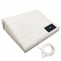 Drap plat de mise à la terre en coton biologique 95 % et argent conducteur 5 %, taille double, avec cordon de mise à la terre