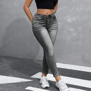 Celana <span class=keywords><strong>Jeans</strong></span> Denim High Waist Seksi, Stretchy, Skinny, Model High Rise, Streetwear, Slim Fit untuk Wanita - Product Image 4