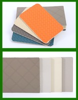 Kulit PVC Modern Bermotif Cetak Serat Kayu Bambu Tahan Air Tahan Api Peredam Suara Anti Lembab untuk Hiburan