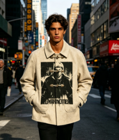 Veste en jean unisexe vintage personnalisée imprimée DTG Kornit, respirante, écologique, style gothique streetwear, mélange polyester/coton