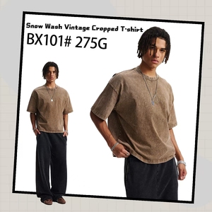 T-shirt unisexe vintage en coton 100% de haute qualité, coupe courte, effet délavé, modèle BX101 - Product Image 3