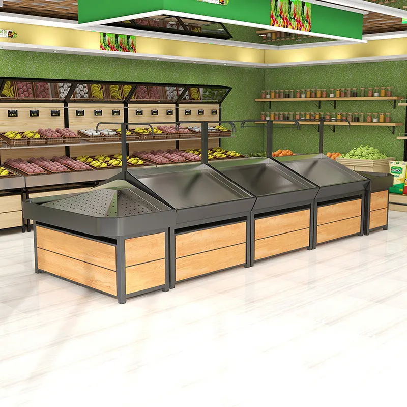 Nieuwe Ontwerp Houten Fruit Groente Stand Planken Supermarkt Groenten En Fruit Display Rack