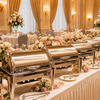 Ensemble de réchauds de luxe à couvercle roulant, chauffe-plats commerciaux en acier inoxydable pour buffet avec supports à combustible, équipement de restauration