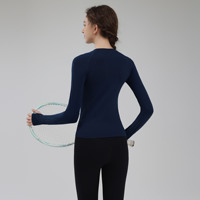 T-shirt de sport respirant à manches longues pour femme, idéal pour le yoga et la course, avec logo personnalisé et trous pour les pouces, pour adultes, collection Printemps