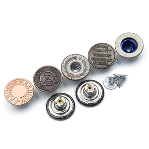 Classic Round Metal Jeans <b>Buttons</b> with Embossed Logo Nickel-Free 17mm Fashion Denim Accessories - Product Image 2
