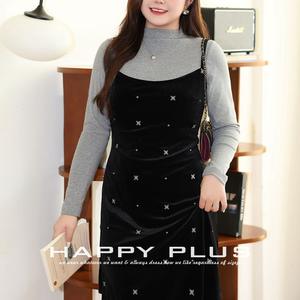 Runqi Top Brillante de Cuello Alto Negro con Purpurina Tallas Grandes Ajuste Holgado Capa Interior Moda Femenina Capa Base - Product Image 3