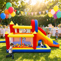 Château Gonflable Oxford pour Extérieur, Aire de Jeux Gonflable pour Enfants avec Toboggan et Piscine à Balles, Maison Gonflable pour Jardin et Maison