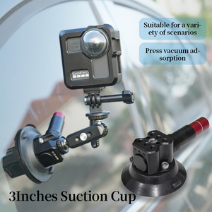 Support de caméra à ventouse en aluminium de 3 pouces avec trous ARRI 1/4'' à dégagement rapide, compatible voiture <span class=keywords><strong>pour</strong></span> <span class=keywords><strong>OSMO</strong></span> Pocket 3 Insta360 <span class=keywords><strong>iPhone</strong></span> - Product Image 2