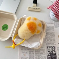 Porte-clés en peluche de fourrure de lapin en forme de patte de chat, breloque de sac, décoration, porte-clés de voiture, vente en gros, porte-clés mignon en forme de patte de tigre, pompon moelleux