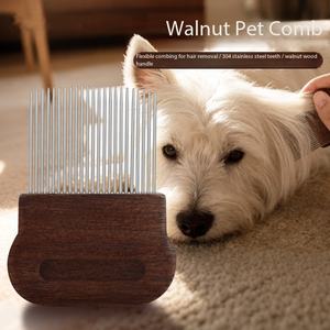 Peigne démêlant universel en bois <span class=keywords><strong>de</strong></span> <span class=keywords><strong>noyer</strong></span> pour animaux <span class=keywords><strong>de</strong></span> compagnie, à dents longues, pour chiens et chats, professionnel pour le toilettage et le nettoyage des animaux transfrontalier - Product Image 1