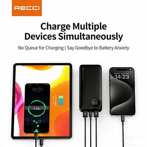 Batterie externe RECCI RPB-P49 20000mAh 22.5W à charge rapide avec affichage numérique et ports multiples pour utilisation en extérieur - Product Image 6