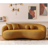 Canapé d'angle moderne de luxe en forme de croissant courbé en velours boucle blanche semi-circulaire en forme de lune pour le salon