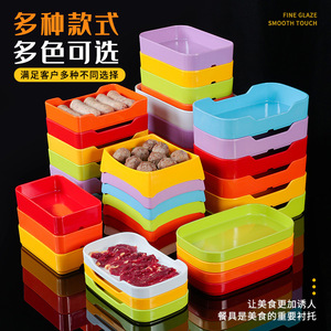 Bandejas de melamina de colores para restaurantes de comida china, bandejas rectangulares para acompañamientos, imitación porcelana - Product Image 5