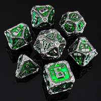 Dés mécaniques 3D en alliage de zinc massif, couleur vert canon de fusil, faits à la main, écologiques, avec engrenage mécanique, 1 pièce, gravés, polyédriques, pour DND RPG