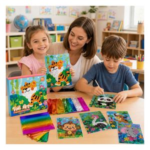 Kit de coloriage créatif en feuille pour filles, ensemble de toiles et autocollants holographiques, entraînement à la concentration, cadeau de fête ou de vacances - Product Image 4