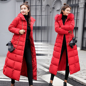 Abrigo de Invierno Elegante para <span class=keywords><strong>Mujer</strong></span>, Estilo Moderno, Recién Llegado, con Cuello de Piel Grande, Largo, Grueso, Ajustado, de Algodón - Product Image 1
