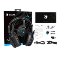 Casque de jeu sans fil ergonomique SADES avec haut-parleur dynamique, microphone détachable, réduction de bruit IA et éclairage dynamique respirant pour